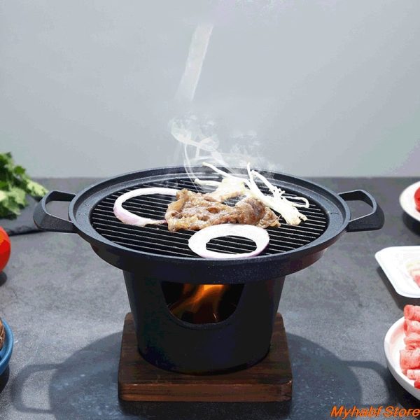 Mini BBQ Grill Japanese Alcohol Stove One Person Home Smokeless Barbecue Grill Outdoor BBQ Oven Plate Roasting Cooker Meat Tools Supply