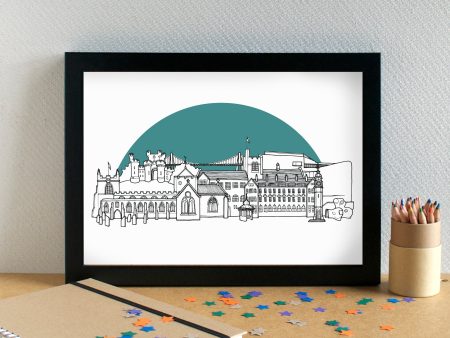 Bangor Wales Skyline Landmarks Art Print - can be personalised Supply