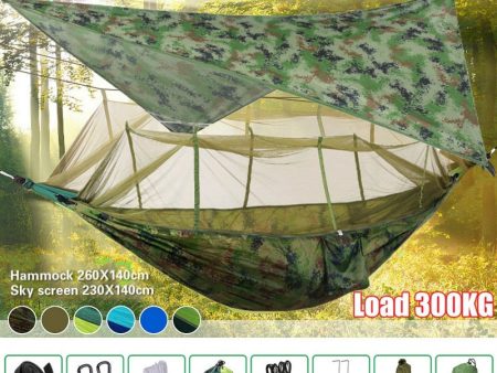 Lightweight Portable Camping Hammock and Tent Awning Rain Fly Tarp Waterproof Mosquito Net Hammock Canopy 210T Nylon Hammocks Sale